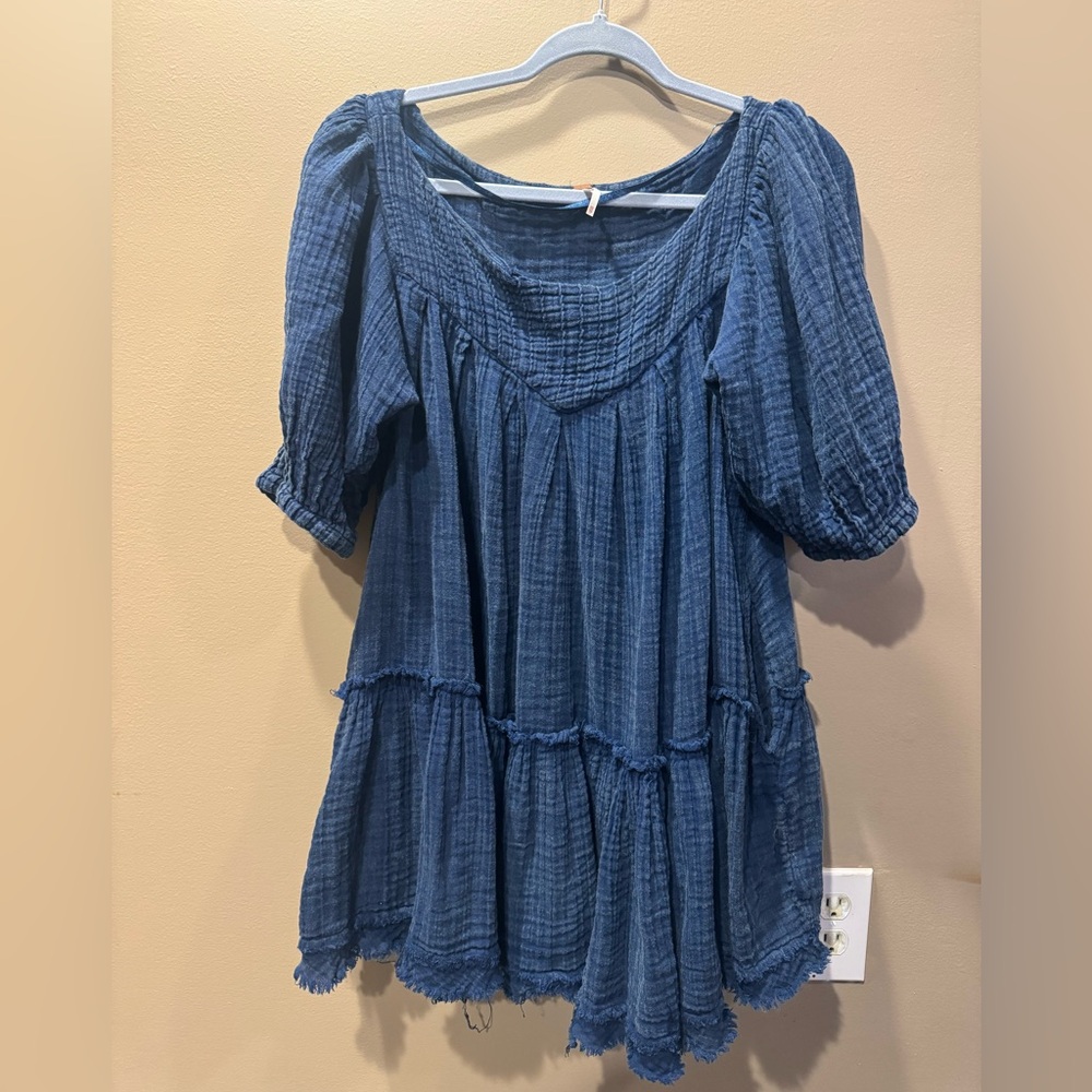 Free People Indigo Blue Tiered Maxi Dress
